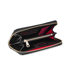 Midi Continental Purse in Black Patent Croc