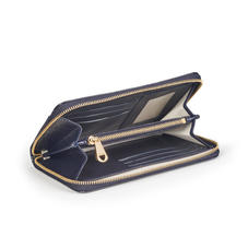 Midi Continental Purse in Midnight Blue Silk Lizard