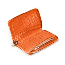 Midi Continental Purse in Deep Shine Marmalade Small Croc