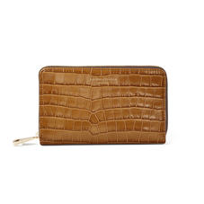 Midi Continental Purse in Deep Shine Vintage Tan Small Croc