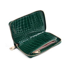 Midi Continental Purse in Evergreen Patent Croc