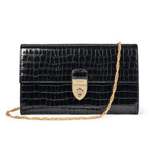 Mayfair Clutch in Deep Shine Black Small Croc