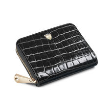 Slim Mini Continental Purse in Black Patent Croc