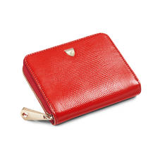 Slim Mini Continental Purse in Scarlet Silk Lizard