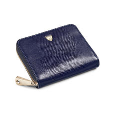 Slim Mini Continental Purse in Midnight Blue Silk Lizard