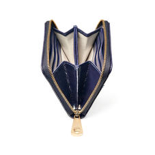 Slim Mini Continental Purse in Midnight Blue Silk Lizard