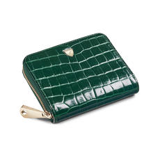 Slim Mini Continental Purse in Evergreen Patent Croc
