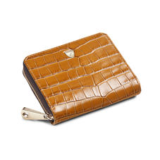 Slim Mini Continental Purse in Deep Shine Vintage Tan Small Croc