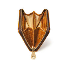 Slim Mini Continental Purse in Deep Shine Vintage Tan Small Croc