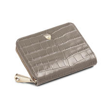 Slim Mini Continental Purse in Deep Shine Warm Grey Small Croc