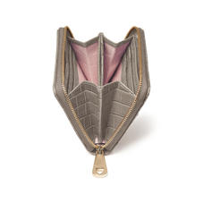 Slim Mini Continental Purse in Deep Shine Warm Grey Small Croc