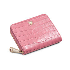 Slim Mini Continental Purse in Deep Shine Tea Rose Small Croc