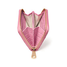Slim Mini Continental Purse in Deep Shine Tea Rose Small Croc