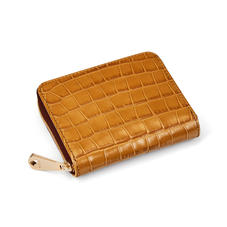 Slim Mini Continental Purse in Deep Shine Vintage Tan Small Croc