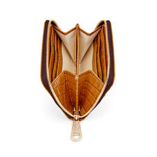 Slim Mini Continental Purse in Deep Shine Vintage Tan Small Croc