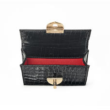 Small Mayfair Purse in Deep Shine Black Small Croc