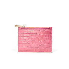 Small Essential Flat Pouch in Deep Shine Tea Rose Small Croc