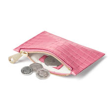 Small Essential Flat Pouch in Deep Shine Tea Rose Small Croc