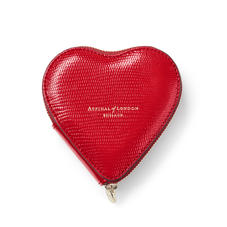 Heart Coin Purse in Scarlet Silk Lizard