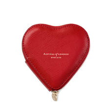 Heart Coin Purse in Scarlet Saffiano