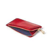 Zipped Coin & Card Holder in Scarlet Silk Lizard