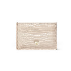 Slim Credit Card Holder in Soft Taupe Patent Croc