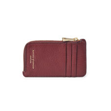 Zipped Coin & Card Holder in Bordeaux Pebble