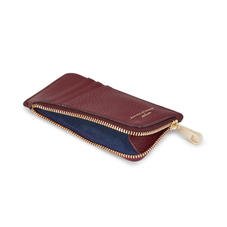 Zipped Coin & Card Holder in Bordeaux Pebble
