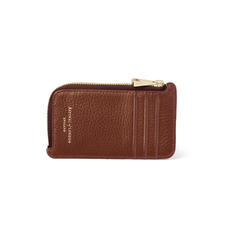 Zipped Coin & Card Holder in Chestnut Pebble