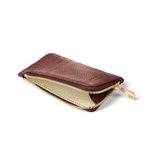 Zipped Coin & Card Holder in Chestnut Pebble