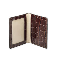 ID & Travel Card Holder in Deep Shine Amazon Brown Croc