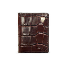 ID & Travel Card Holder in Deep Shine Amazon Brown Croc