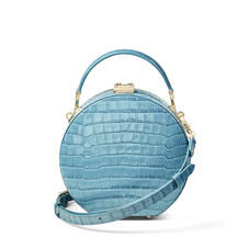 Hat Box in Deep Shine Cornflower Small Croc