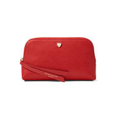 Small Essential Cosmetic Case in Scarlet Saffiano