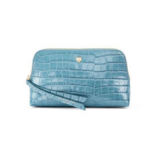 Small Essential Cosmetic Case in Deep Shine Cornflower Small Croc