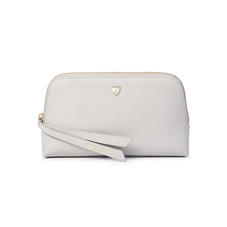 Small Essential Cosmetic Case in Light Grey Saffiano