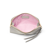 Small Essential Cosmetic Case in Light Grey Saffiano