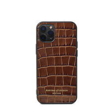 iPhone 12 Mini Case in Deep Shine Chestnut Small Croc