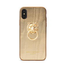 Lion iPhone Xs Case in Gold Moire Print