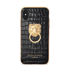 Lion iPhone Xs Case in Deep Shine Black Small Croc