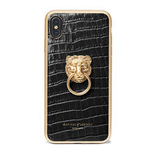 Lion iPhone Xs Max Case in Deep Shine Black Small Croc