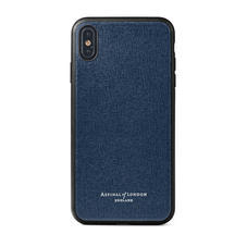 iPhone Xs Max Case with Black Edge in Navy Saffiano