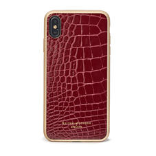 iPhone Xs Max Case with Gold Edge in Bordeaux Patent Croc