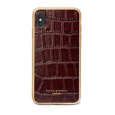 iPhone Xs Max Case with Gold Edge in Deep Shine Amazon Brown Croc