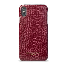 iPhone Xs Max Case in Bordeaux Patent Croc