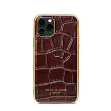 iPhone 11 Pro Case with Gold Edge in Deep Shine Amazon Brown Croc