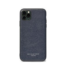 iPhone 11 Pro Case with Black Edge in Navy Saffiano