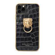 Lion iPhone 11 Pro Max Case in Deep Shine Black Small Croc