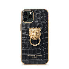 Lion iPhone 11 Pro Case in Deep Shine Black Small Croc