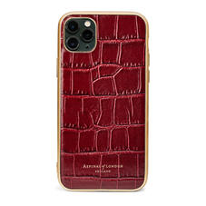 iPhone 11 Pro Max Case with Gold Edge in Deep Shine Bordeaux Croc